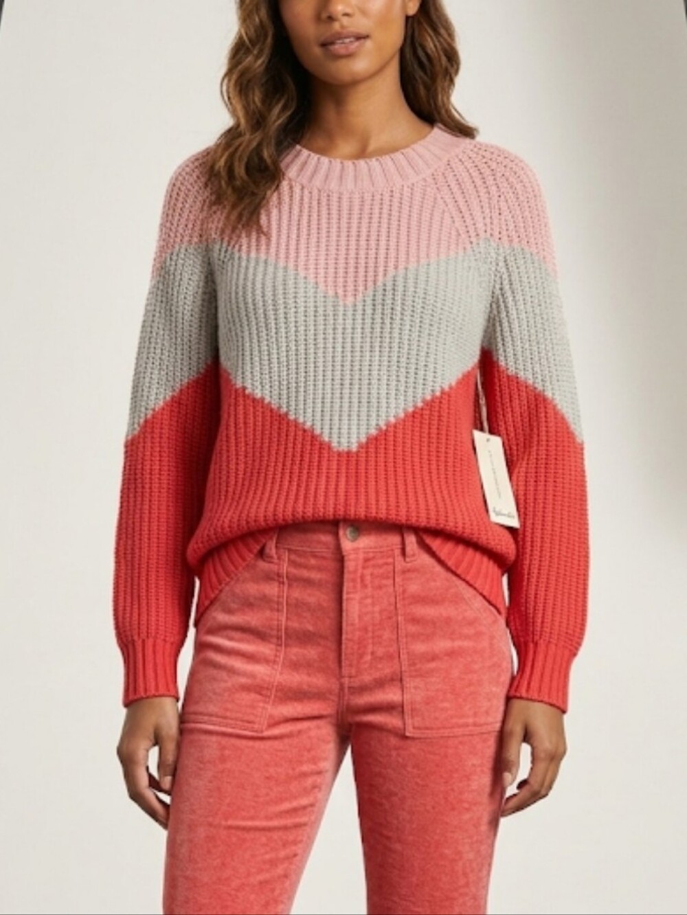 NWT Anthropologie Splendid Loveland Chevron Colorblock  chunky knit Sweater